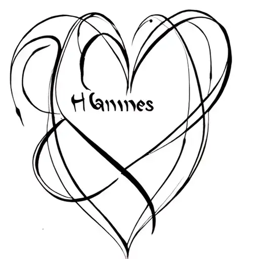 The Name Hannes As A Flowing Script In The Shape Of A Heart