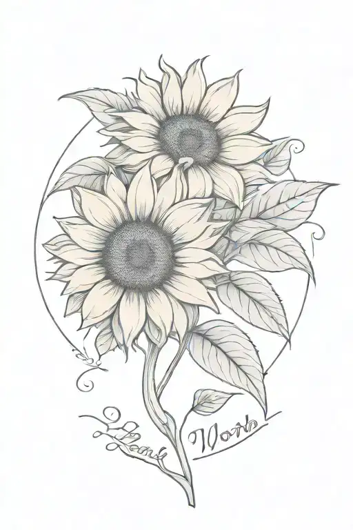 Sunflower With Script Font Intertwined In Stem That Says I Know Her Worth