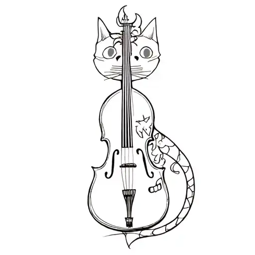 Cat Fiddle In The Under World With Skulls