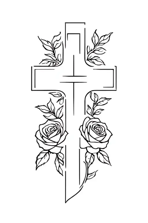 Christian Cross With Roses