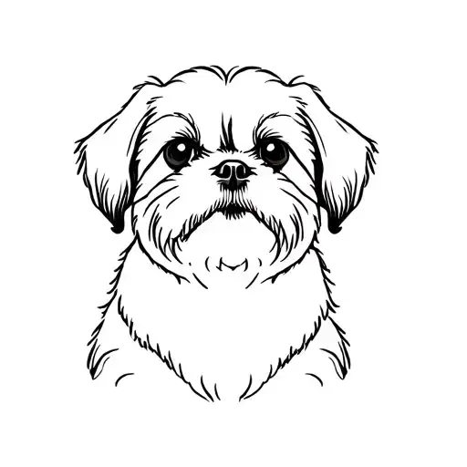 Shih Tzu Dog Face Outline Drawing