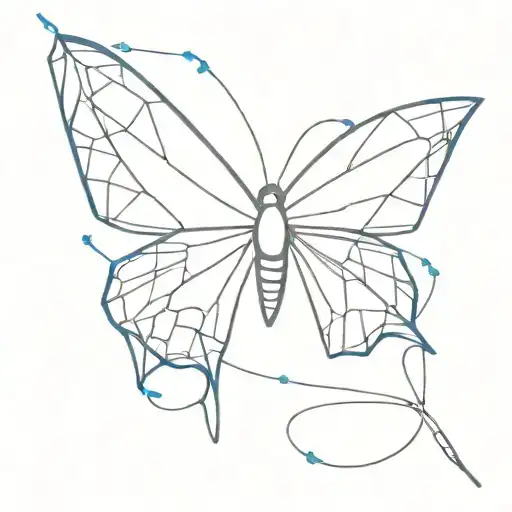 Baby Kite Butterfly In A Single Thin Stroke And Blue Lines