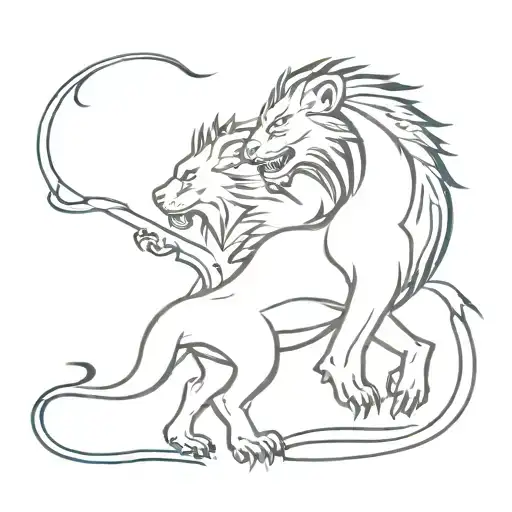 Lion And Dragon Fighting