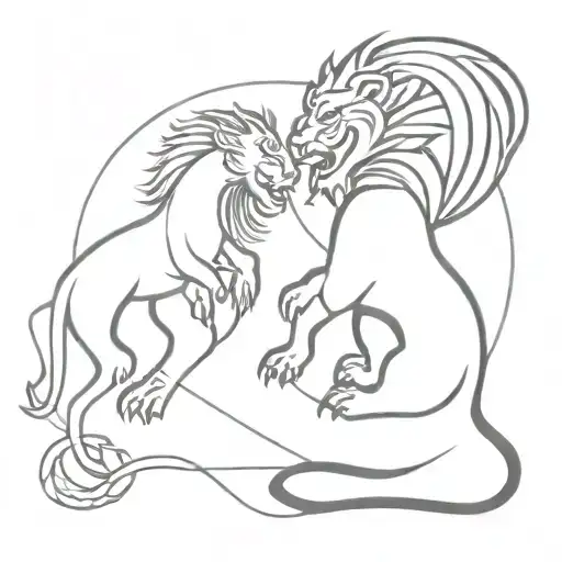 Lion And Dragon Fighting
