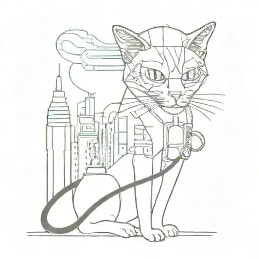 A Cat Wearing A Stethoscope Exploring A Futuristic Cityscape