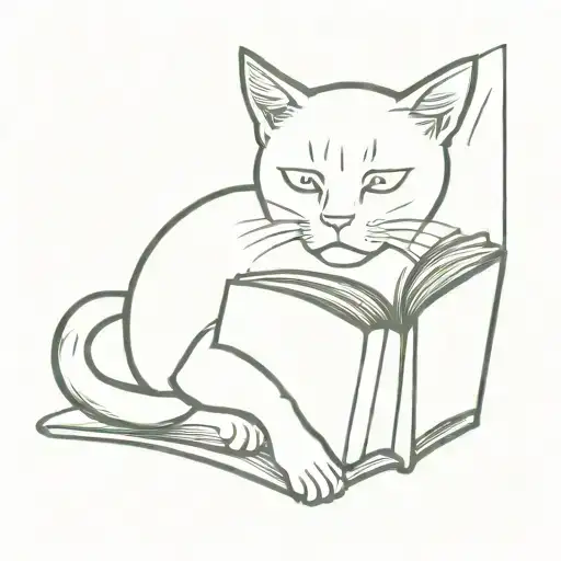 Cat And Book Open