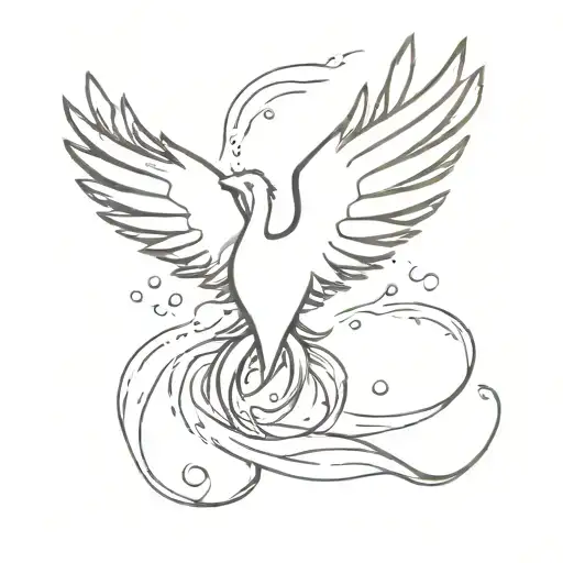 Phoenix Bird Rising From Its Ashes Symbolizing Rebirth