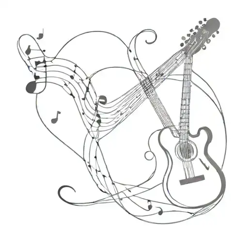 Serotonin Structure With Guitar Or Music Notes Intertwined