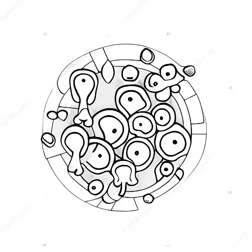 Mushrooms In A Circular Row With A Blan Circle In The Middle