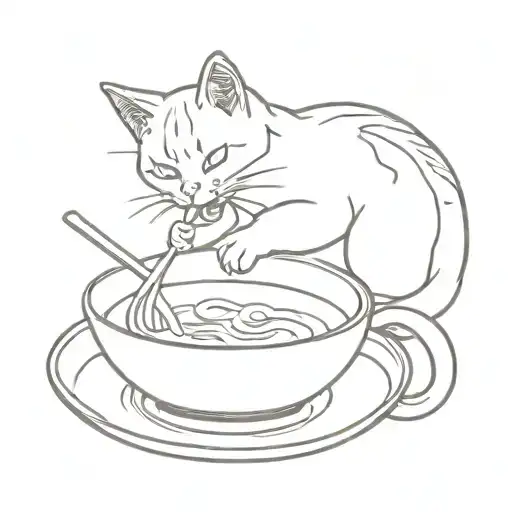 Cat Eating Ramen