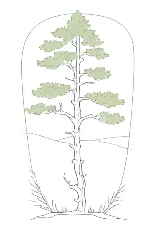 Spine Tatto Pine Tree