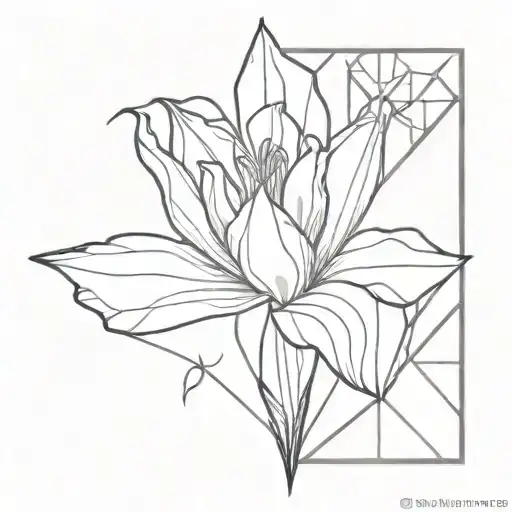A Gladiolus Flower With Geometric Patterns And Lotus Petals