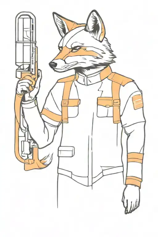 Black Orange Military Fox With Helmet And Cigarette