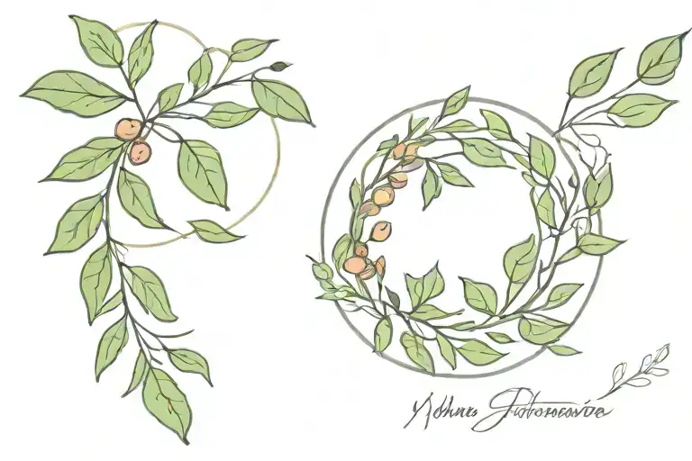 Olive Branch And Fig Leaf Wreath Wrapped Round