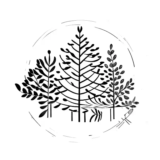 Pine Tree With Wildflowers