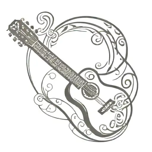 A Tribal-inspired Design Incorporating Elements Of An Acoustic Guitar And A Running Shoe