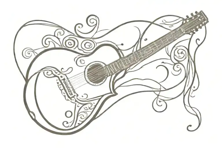A Tribal-inspired Design Incorporating Elements Of An Acoustic Guitar And A Running Shoe