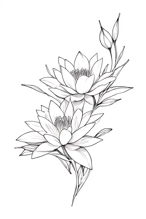 Honeysuckle And Water Lilly Flowers Intertwined