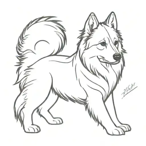 Finnish Lapphund One Line Tattoo Design