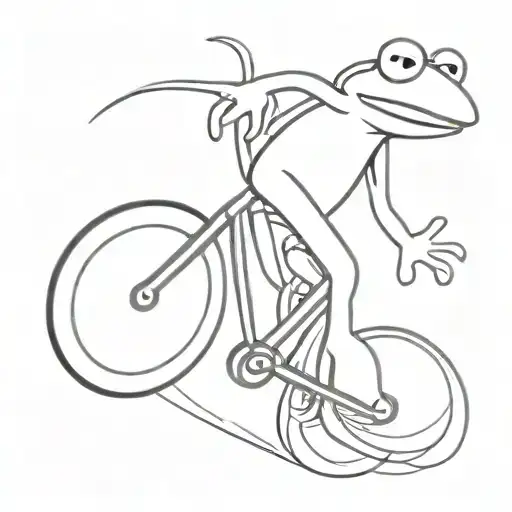 Kermit The Frog Riding A Bmx Bike In Black And White