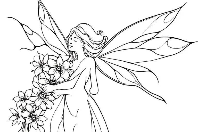 Fairy With Bouquet Of Flowers