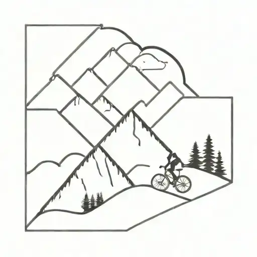 A Minimalist Geometric Mountain Range With A Hidden Bicycle Silhouette