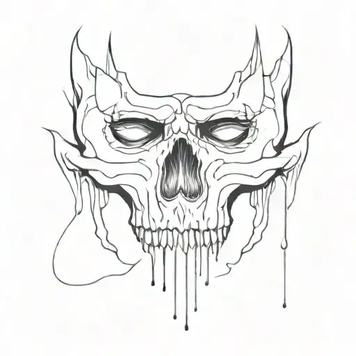 Front Facing Skull With Negative Space Tears Flowing
