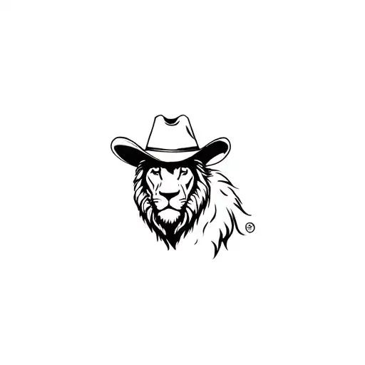 Lion Wearing A Cowboy Hat