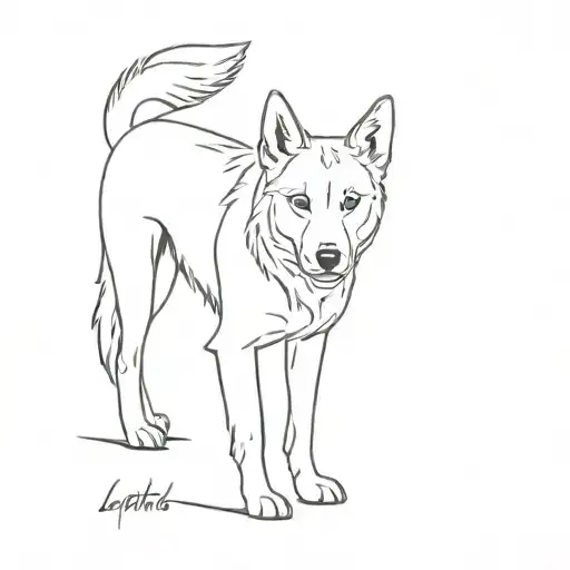 Finnish Lapland Dog One Line Tattoo Design