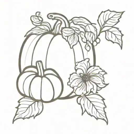 Small Pumpkin Surrounded With Flowers