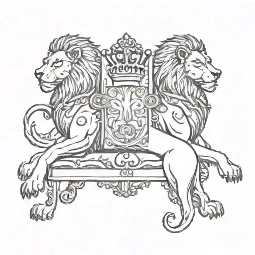 Throne Surrounded By Majestic Lions Representing Strength And Leadership