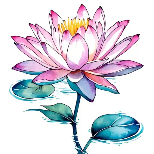 Watercolor Water Lilly Flower