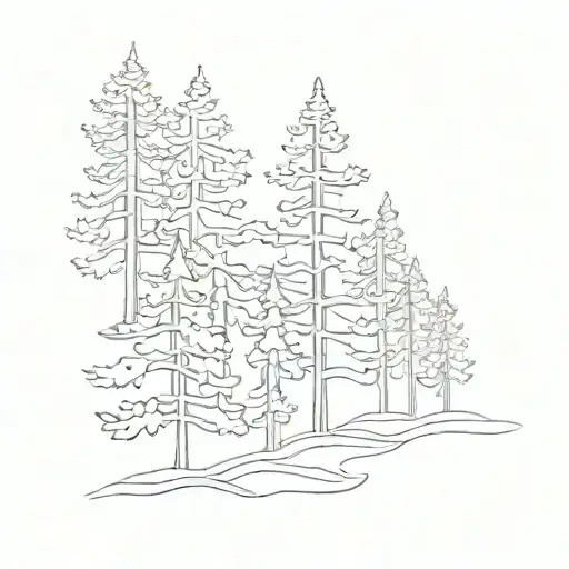 Pine Trees Continuous Line Drawing
