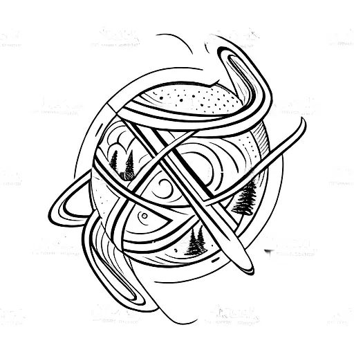 Planet Saturn With A Single Pine Tree On Its Ring