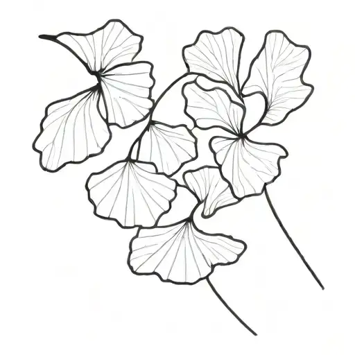 Ginkgo Biloba Leaves Black And White