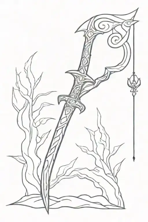 A Simple Elven Sword From Skyrim Wrapped In Dova Ruins