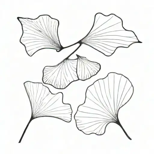 2 Leaves Of Ginkgo Biloba Black And White
