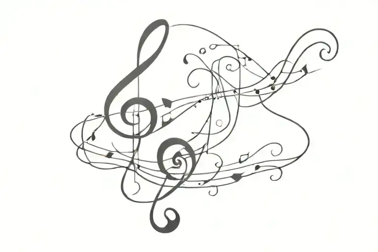 Line Tattoo Fore Arm Tattoo Design Incorporating Musical Notes