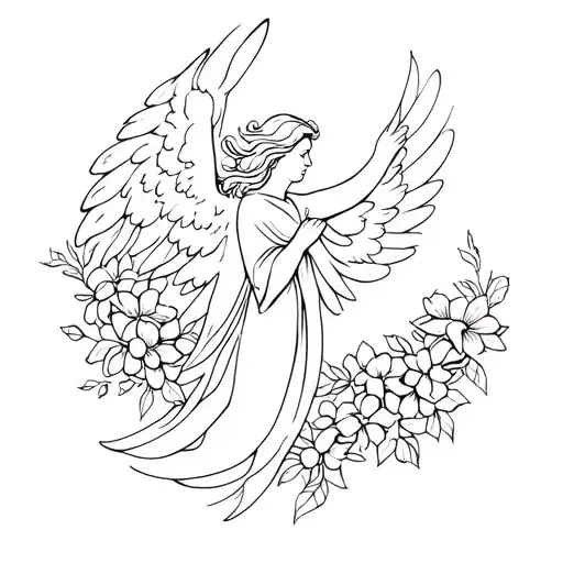 Biblically Accurate Angel With Flowing Flowers