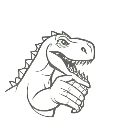 Dinosaur With Its Thumb Up Line Only