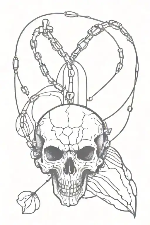 Rosary Beads Wrapping Around Arm With Eagle Skull Surrounded Facing Forward