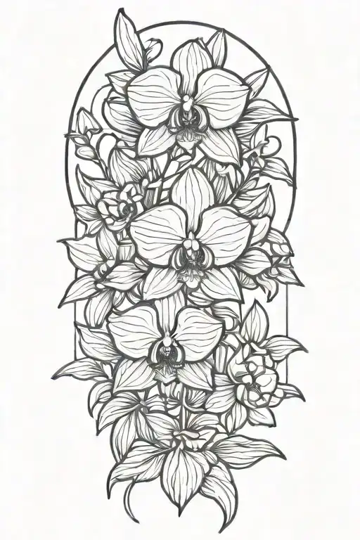 Orchid Flower With Leaves