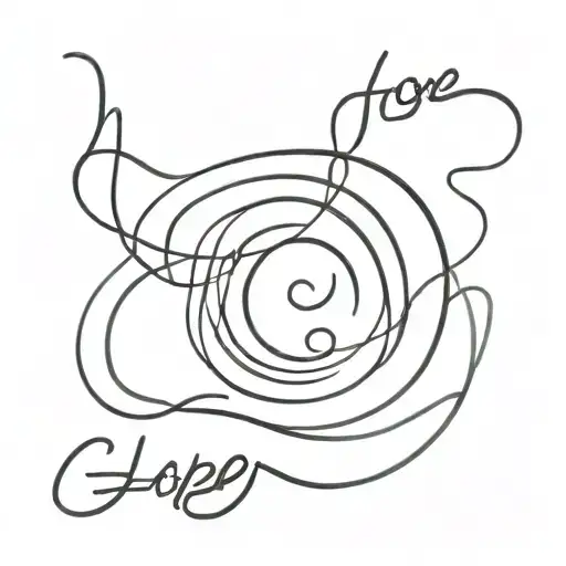 Black Line Drawing 3 Created Wave Gong Into Say Choose Hope Written In Cursive