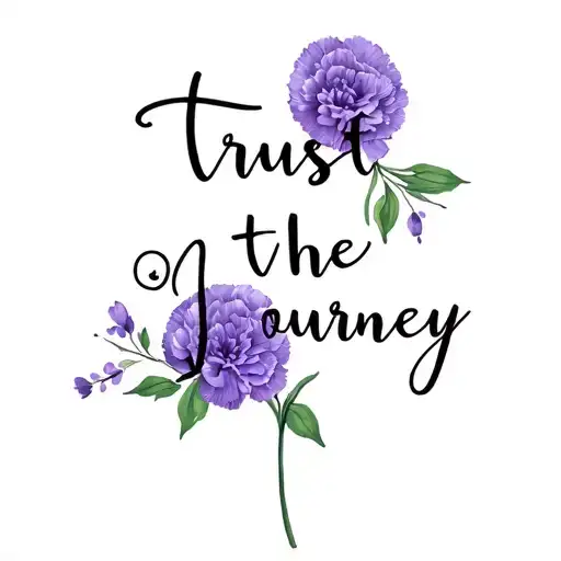Trust The Journey Words With Purple Carnation Flowers