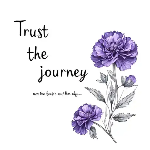 Trust The Journey Words With Purple Carnation Flowers
