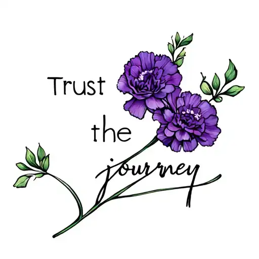 Trust The Journey Words With Purple Carnation Flowers