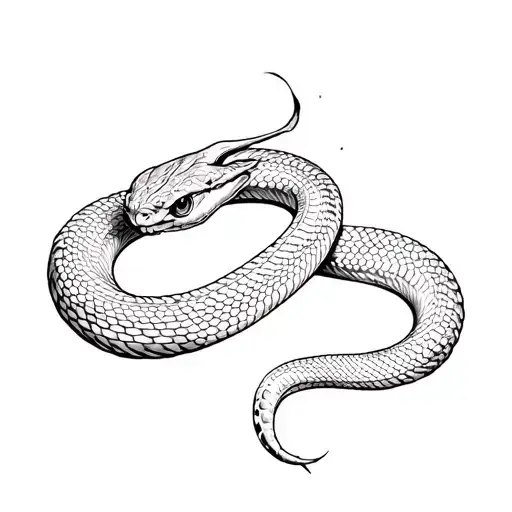 Draw A Snake That Penetrates The Skin And Comes Out From Under The Obstacle