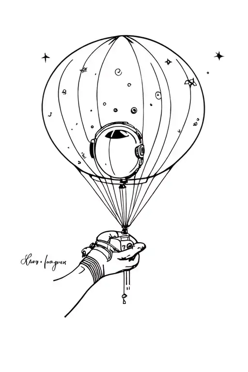 Astronaut Floating Balloon In Hand