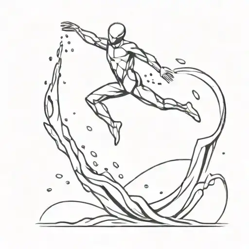 Stickman Who Is Jumping Into Water With Icecubes