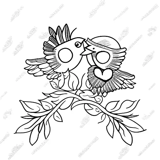 Floral Leaves Bird And Cupid
